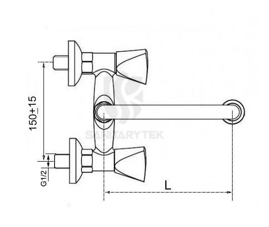 Wall-mounted sink mixer two handle with U spout, chrome - Image 3