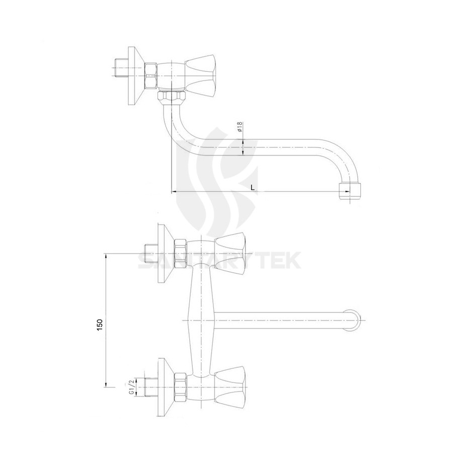 Wall-mounted sink mixer with S spout, ø18 mm, chrome - Image 3