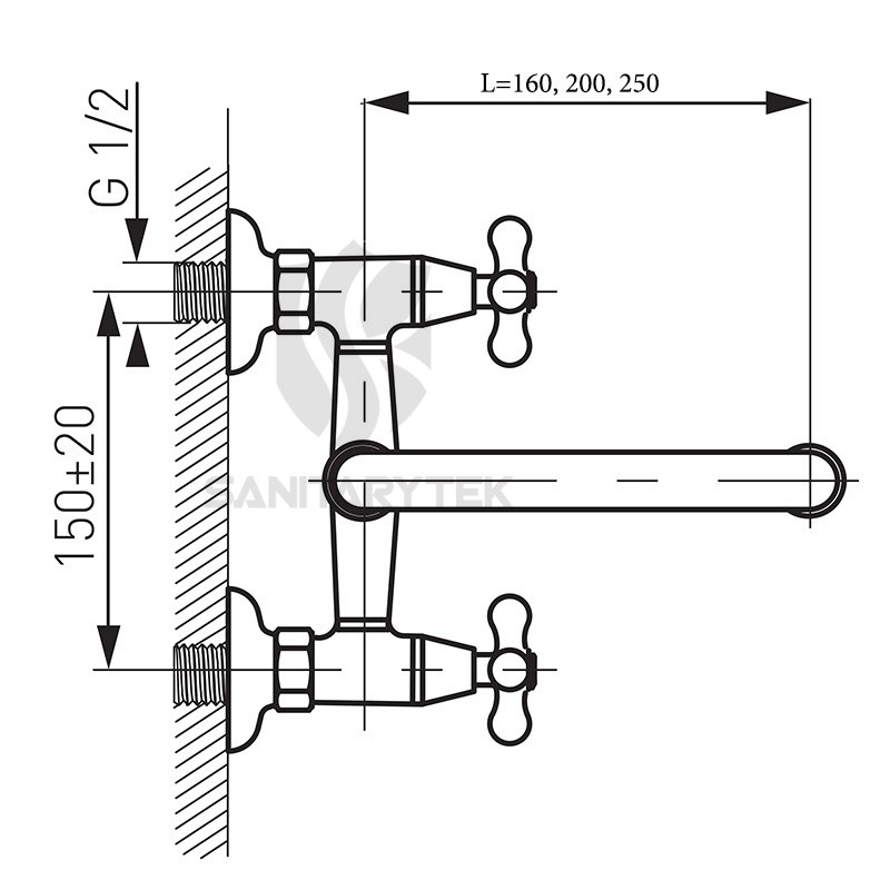 Wall-mounted washbasin sink mixer, with U Type Swivel Spout - Image 5