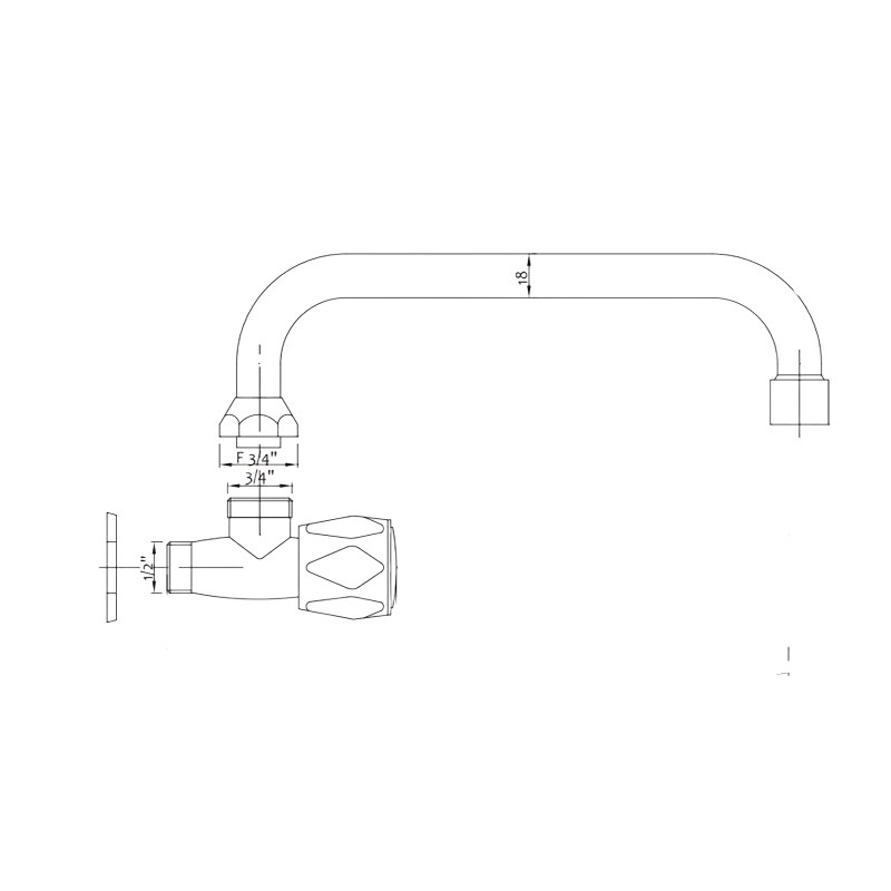 Wall sink tap 1/2″ with U swivel spout - Image 2