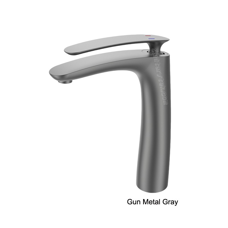 Chrome single lever basin faucet, high