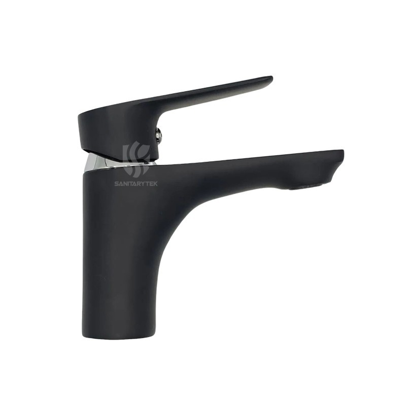 Black washbasin faucet, single lever