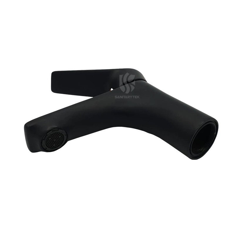 Black washbasin faucet, single lever
