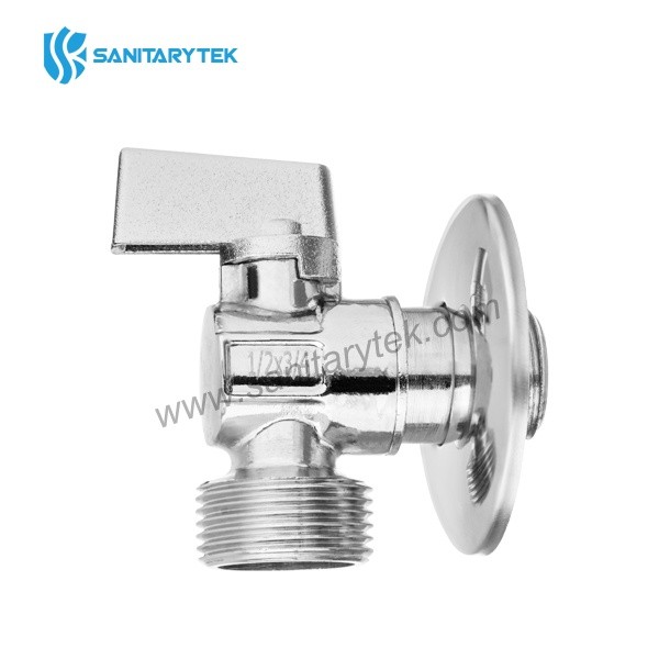 Washing machine angle ball valve, rosette, chrome-plated