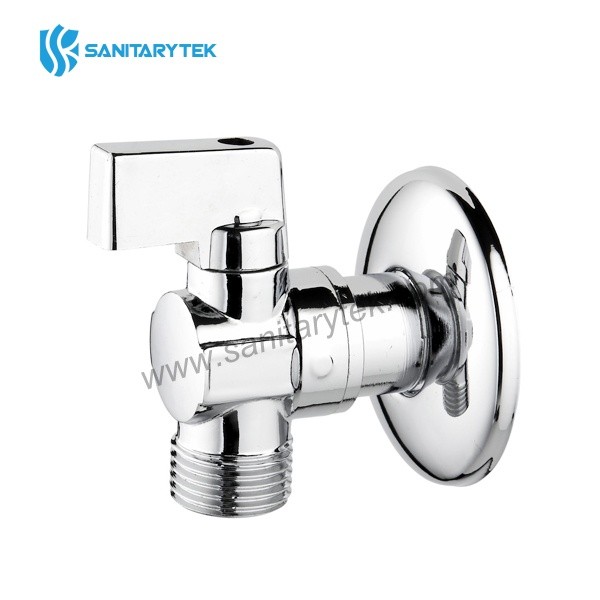 Washing machine angle ball valve, rosette, chrome-plated