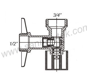 Washing machine angle ball valve
