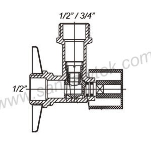 Washing machine angle valve chrome - Image 3