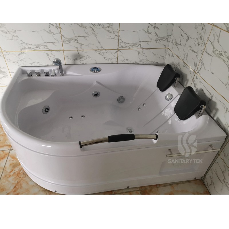 Corner whirlpool hydromassage bathtub for two person