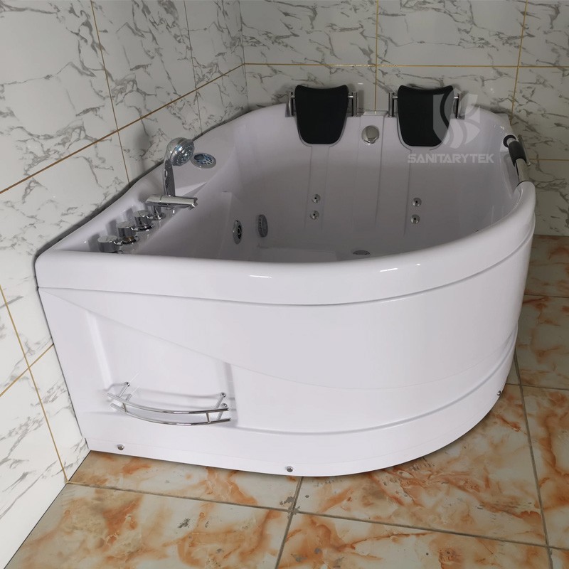 Corner whirlpool hydromassage bathtub for two person