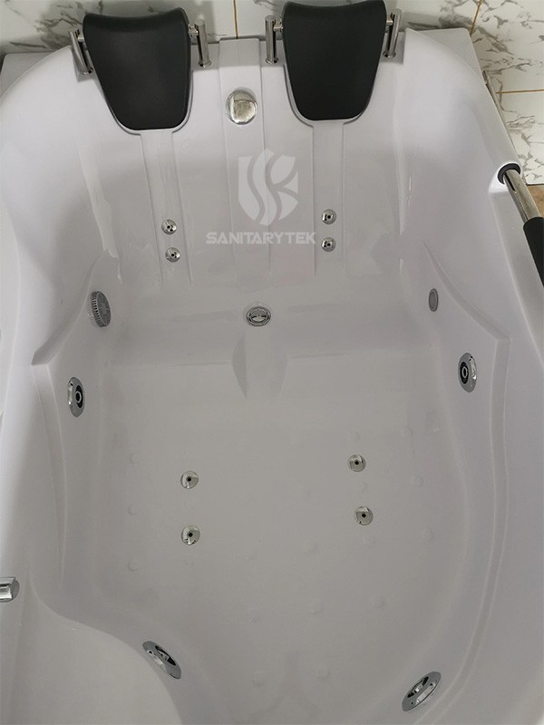 Corner whirlpool hydromassage bathtub for two person