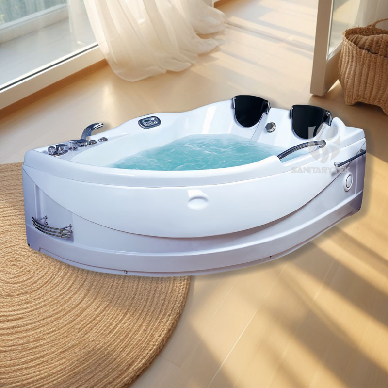 Whirlpool massage hydrotherapy corner bathtub hot tub 2 two person